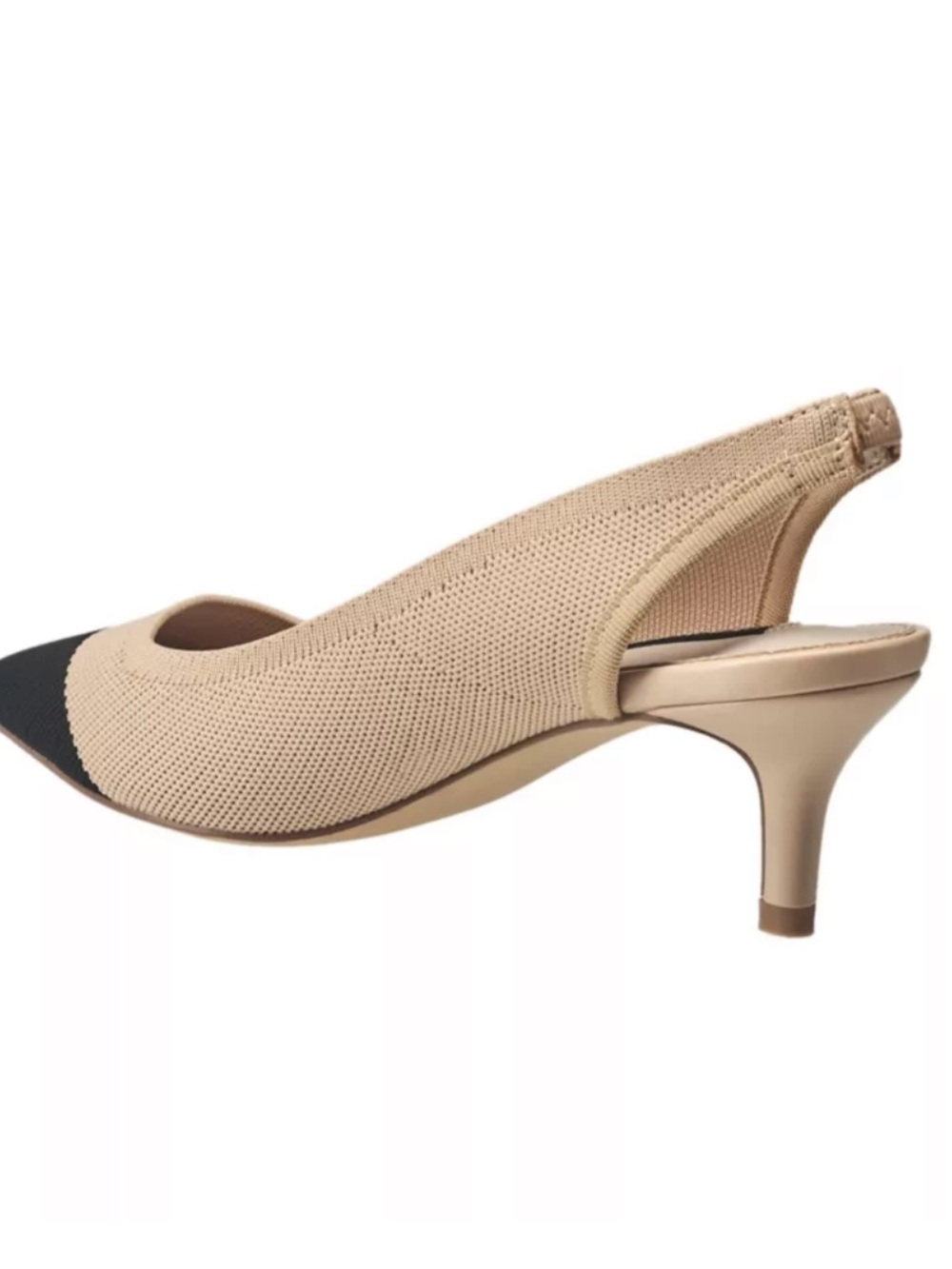 French Connection Beige Slingback Heel with Black Cap Toe
